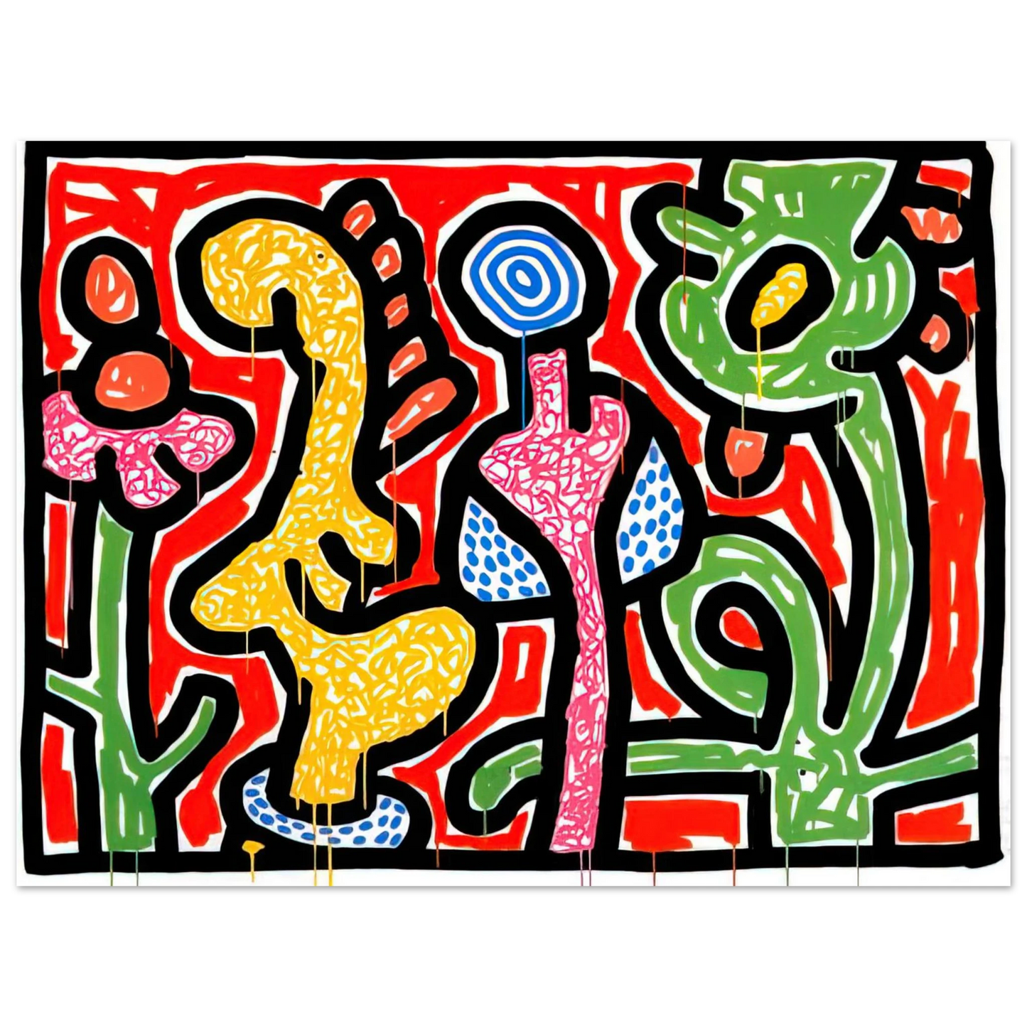Keith Haring - FLOWERS IV 1990 75x100 cm / 30x40inches Fine Art Poster