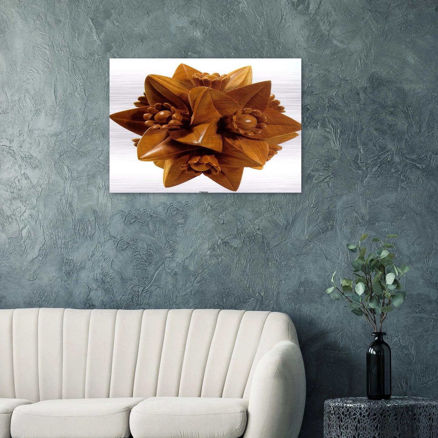 POLYHEDRON WITH FLOWERS - MC Escher Brushed Aluminum Print - 70x100 cm / 28x40 inches | MC Escher Aluminum Print | MC Escher Prints