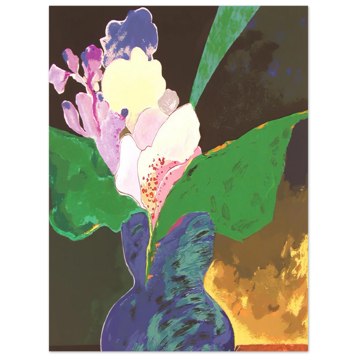 Aldemir Martins - Blue Vase With Flowers - 2002 75x100 cm / 30x40inches Fine Art Poster