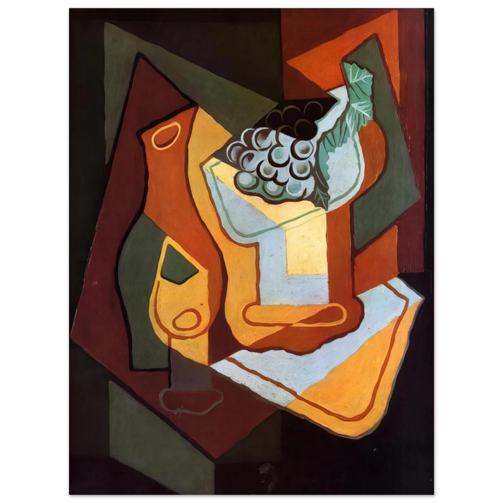 Juan Gris - BOTTLE WINE GLASS AND FRUIT BOWL 75x100 cm / 30x40inches Fine Art Poster