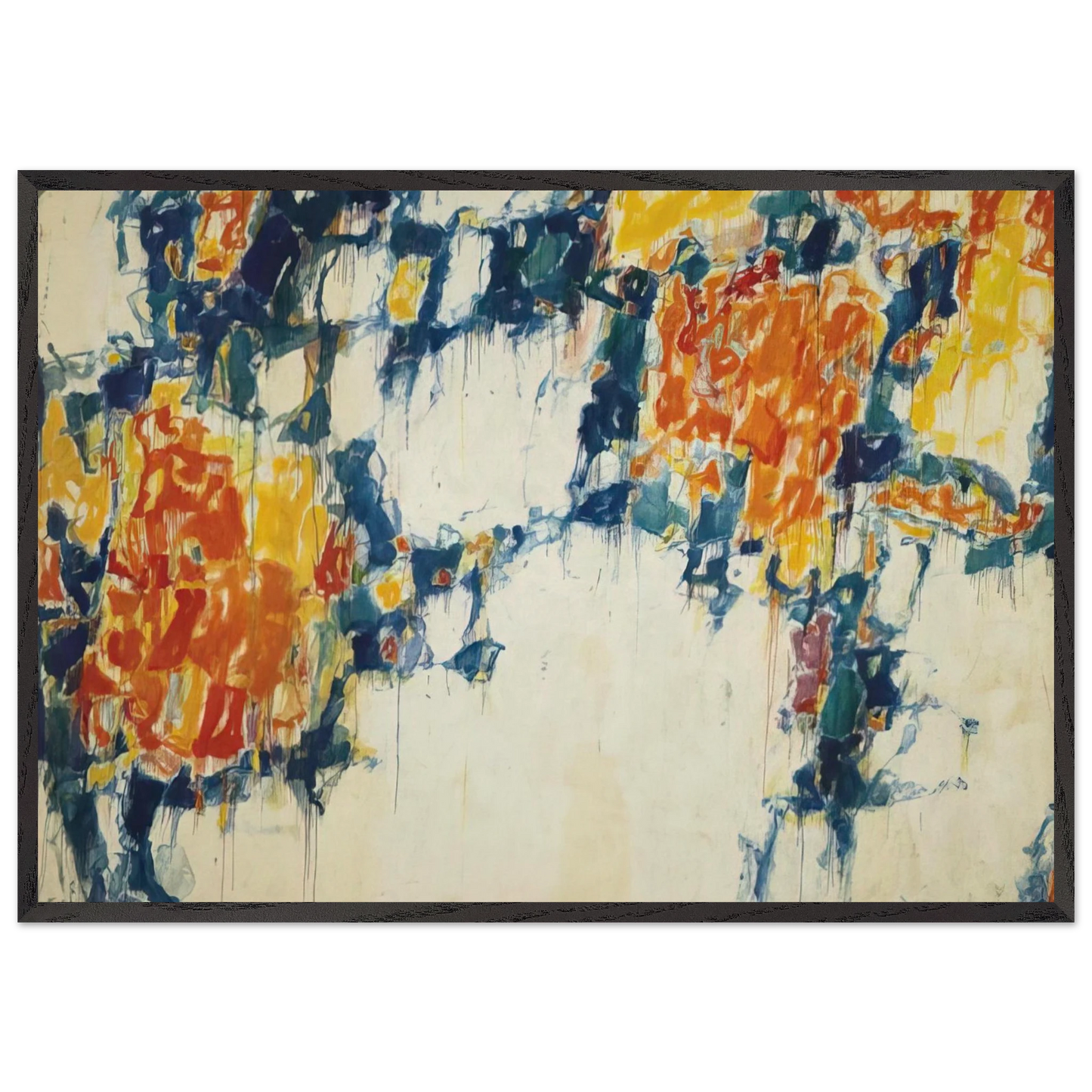 Basel Mural I - Sam Francis 70x100 cm / 28x40 inches Framed Art Print – Black Wooden Frame