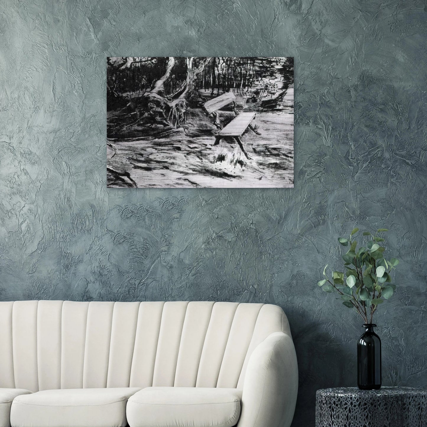 Bench in a Wood - Vincent van Gogh Brushed Aluminum Print - 70x100 cm / 28x40 inches | Vincent van Gogh Aluminum Print | Vincent van Gogh Prints
