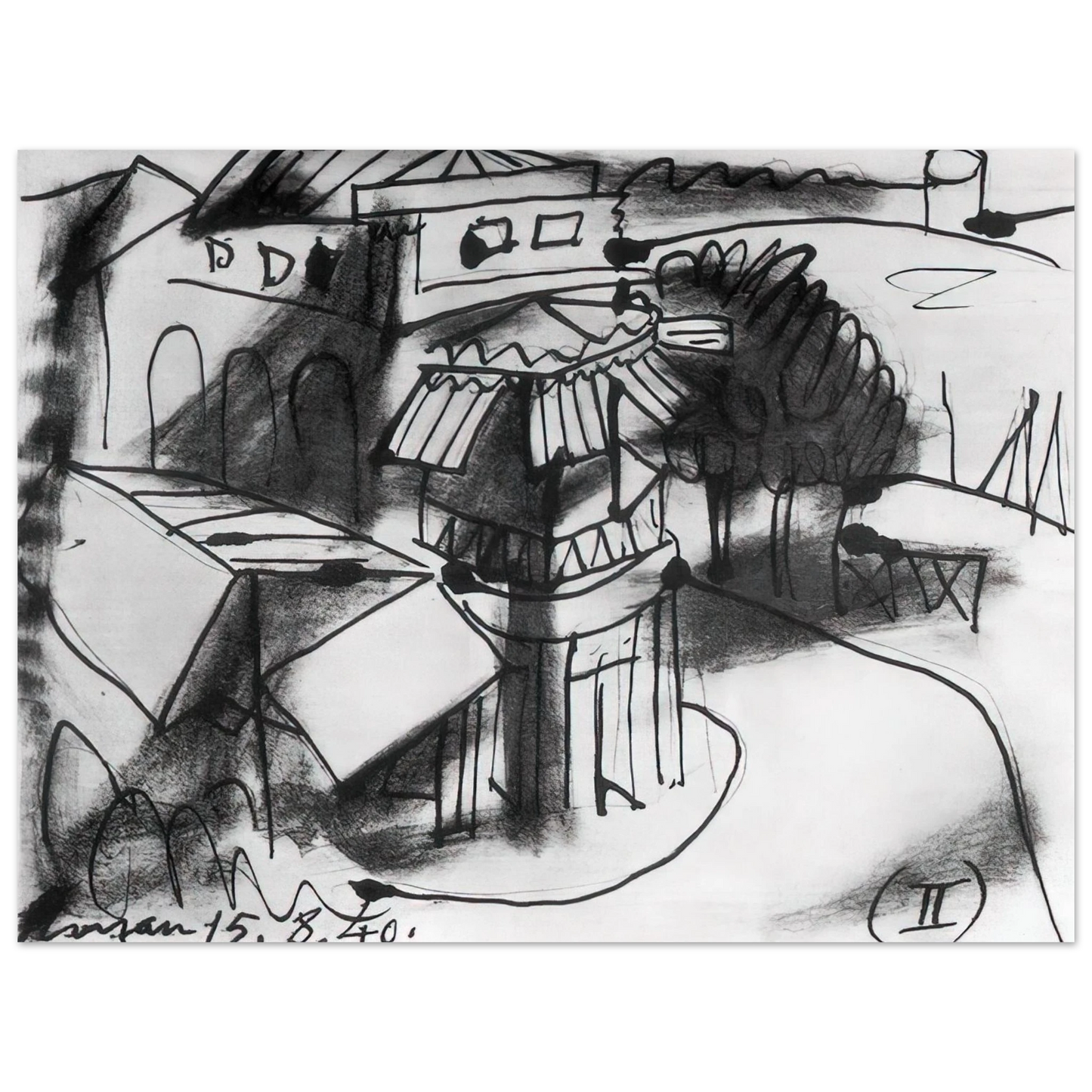 Pablo Picasso - Café in Royan - 1940 75x100 cm / 30x40inches Fine Art Poster