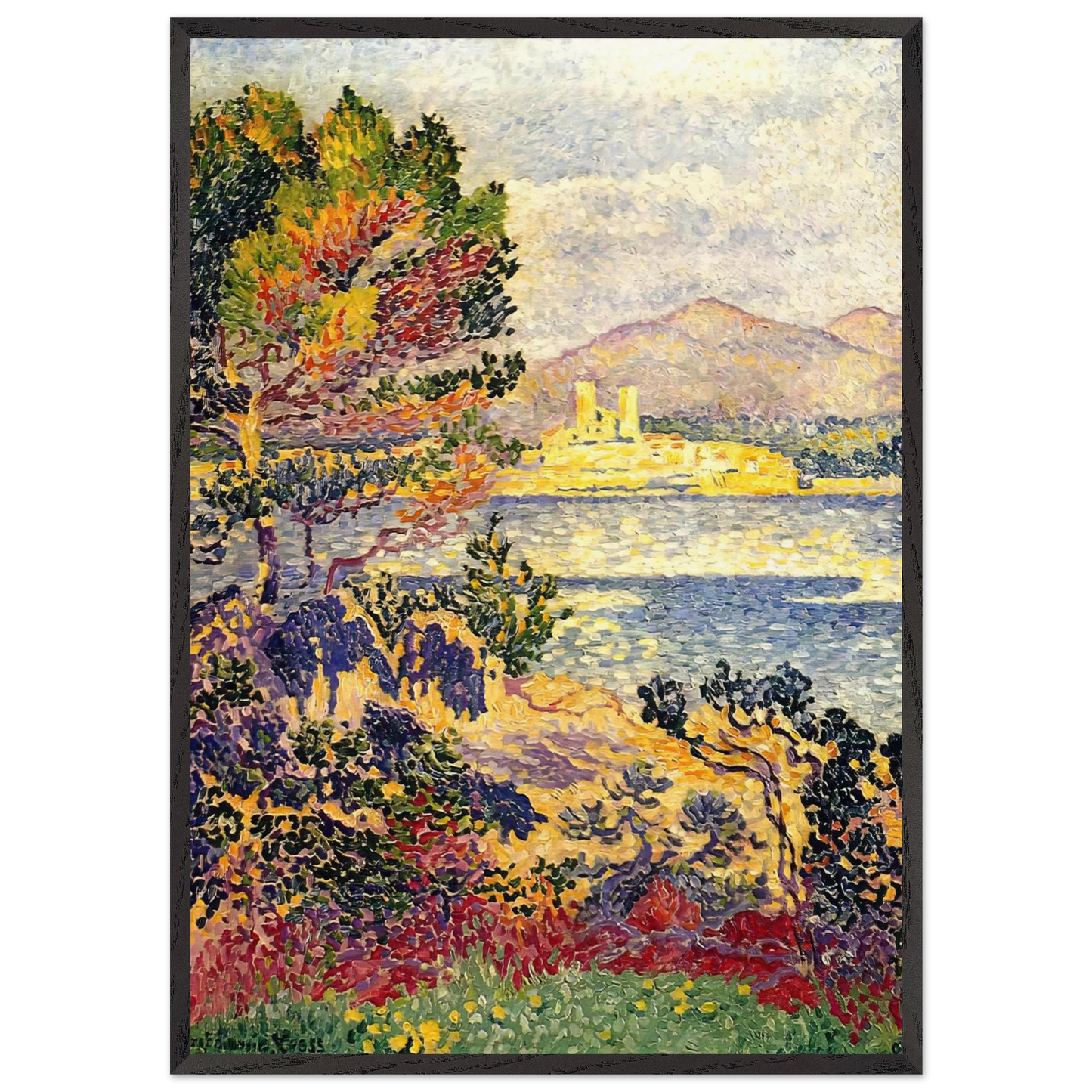 Antibes Morning - Henri-Edmond Cross 70x100 cm / 28x40 inches Framed Art Print – Black Wooden Frame