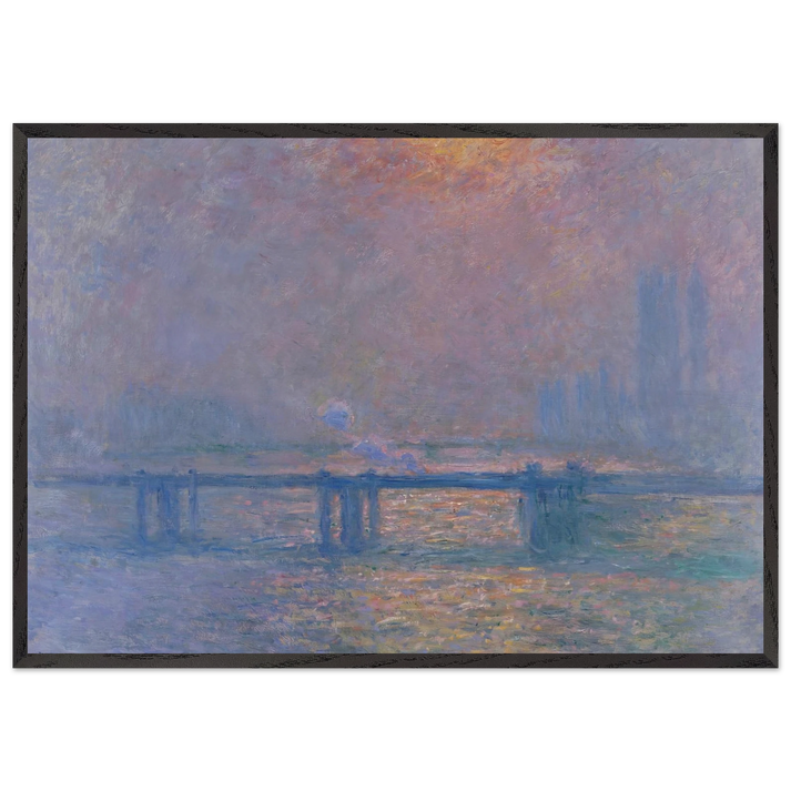 Charing Cross Bridge The Thames - claude monet 70x100 cm / 28x40 inches Framed Art Print – Black Wooden Frame