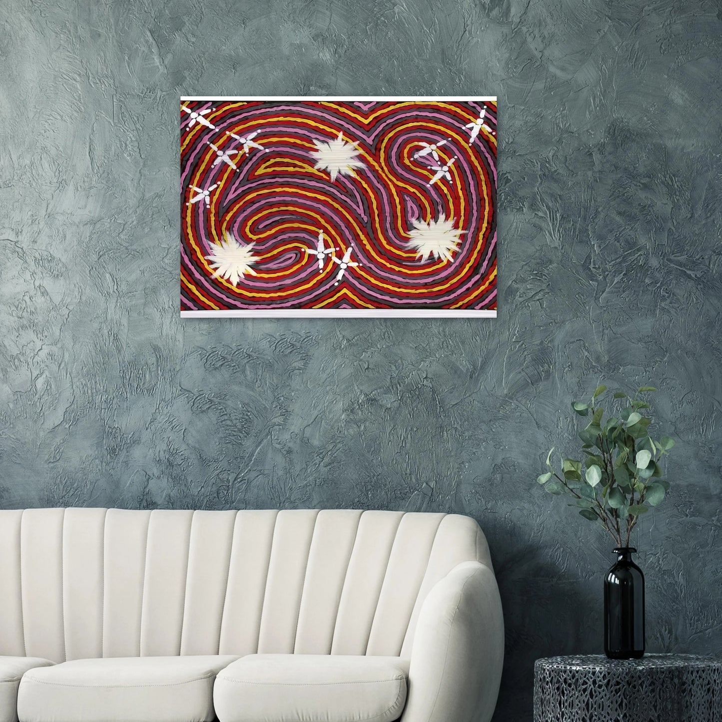 Rêve Ver De Terre Et Du Corbeau - 1999 - Clifford Possum Tjapaltjarri Brushed Aluminum Print - 70x100 cm / 28x40 inches | Clifford Possum Tjapaltjarri Aluminum Print | Clifford Possum Tjapaltjarri Prints