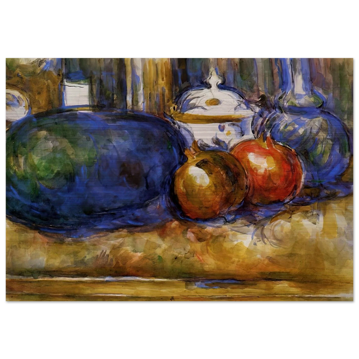 Still Life with Watermelon and Pemegranates - Paul Cézanne Brushed Aluminum Print - 70x100 cm / 28x40 inches | Paul Cézanne Aluminum Print | Paul Cézanne Prints