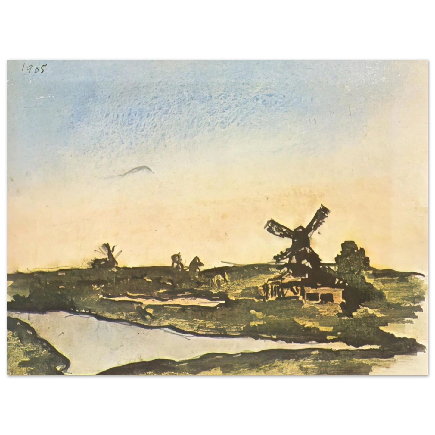 Pablo Picasso - Dutch landscape with windmills 75x100 cm / 30x40inches Fine Art Poster