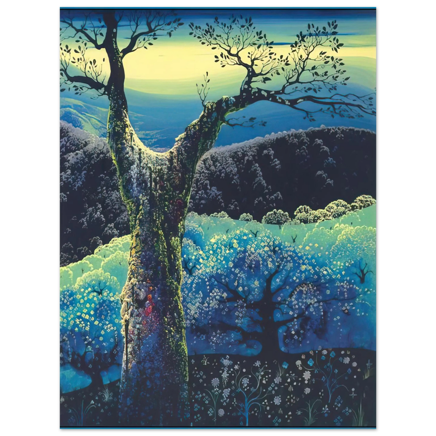 Eyvind Earle - Orchard in Bloom 75x100 cm / 30x40inches Fine Art Poster