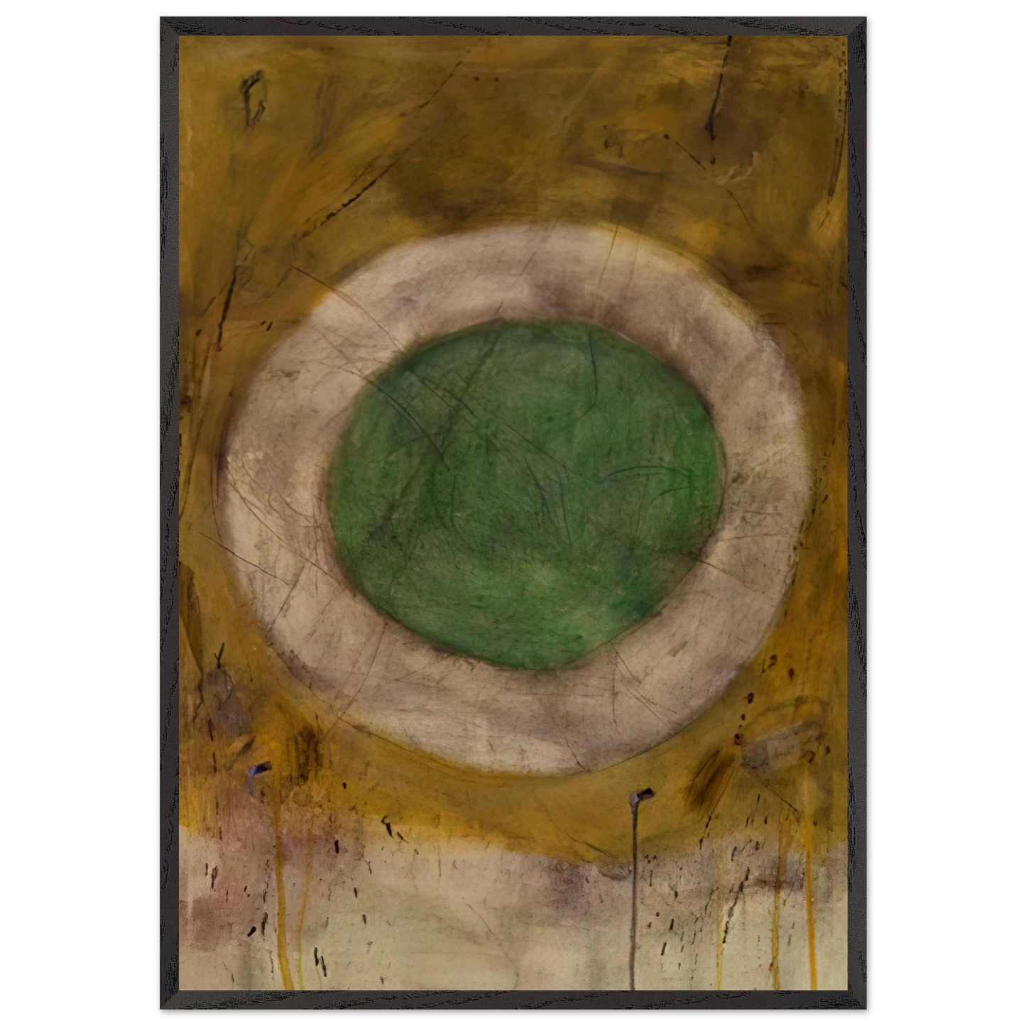 Wall artGreen Glow - 1958 - Gene Davis 70x100 cm / 28x40 inches Framed Art Print – Black Wooden Frame