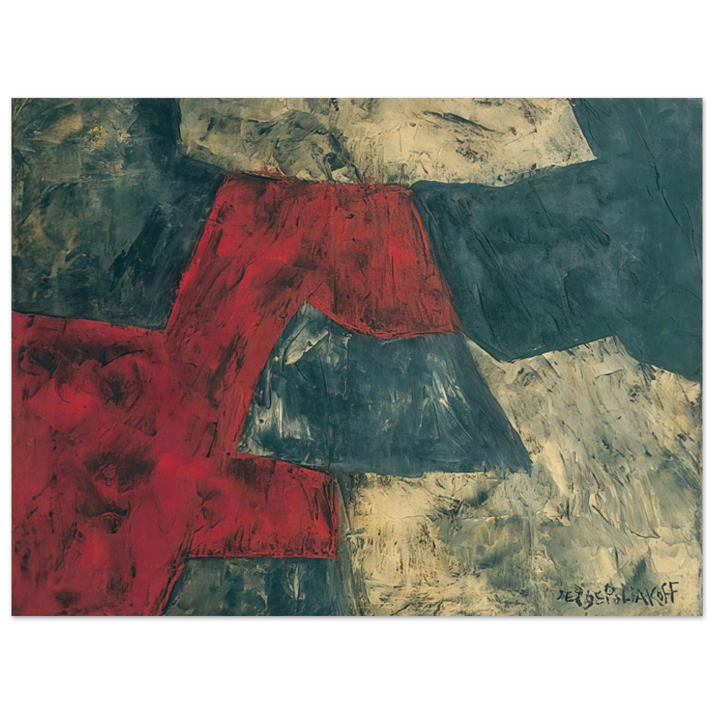 Serge Poliakoff - Composition - 1958 75x100 cm / 30x40inches Fine Art Poster