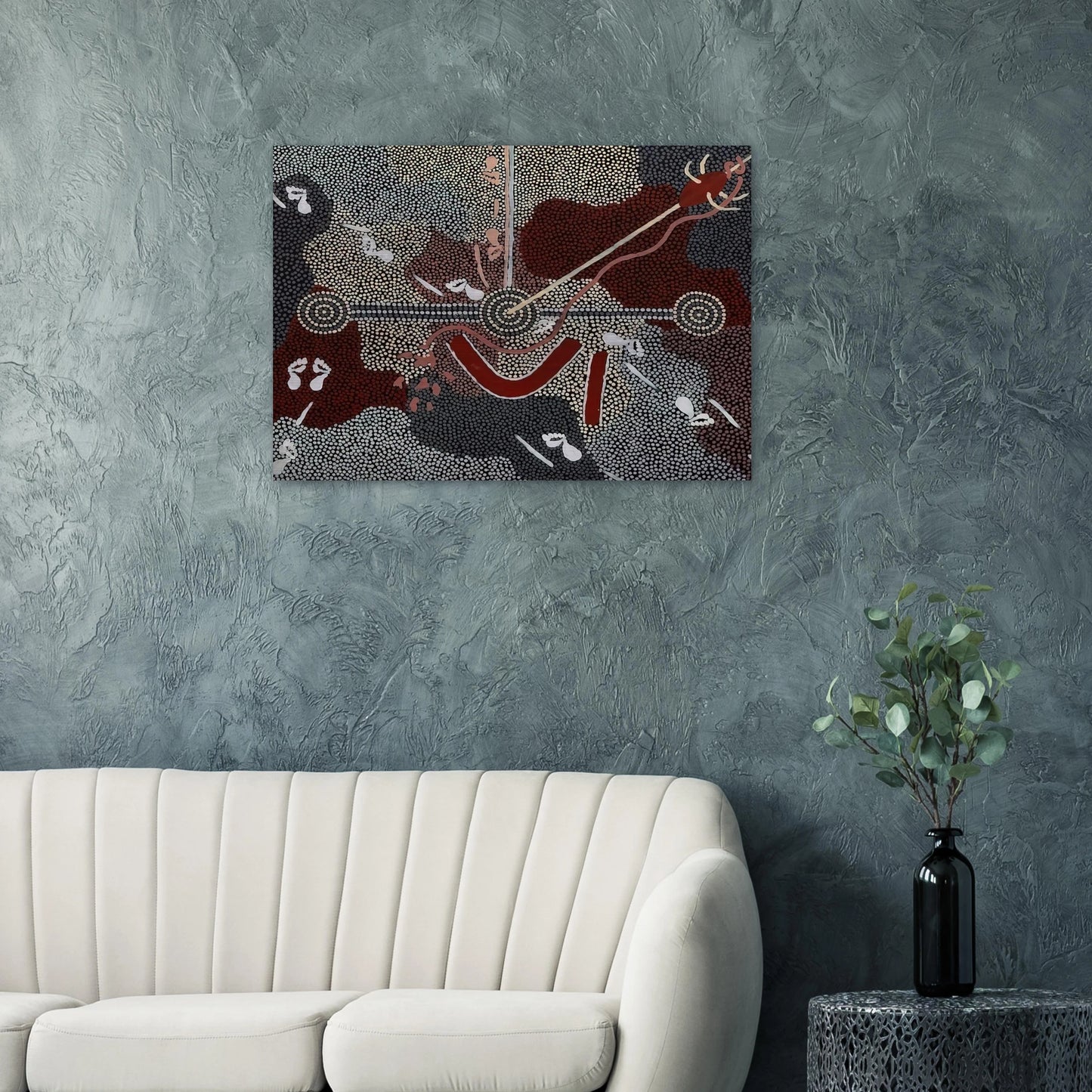 Love Story - 1998 - Clifford Possum Tjapaltjarri Brushed Aluminum Print - 70x100 cm / 28x40 inches | Clifford Possum Tjapaltjarri Aluminum Print | Clifford Possum Tjapaltjarri Prints