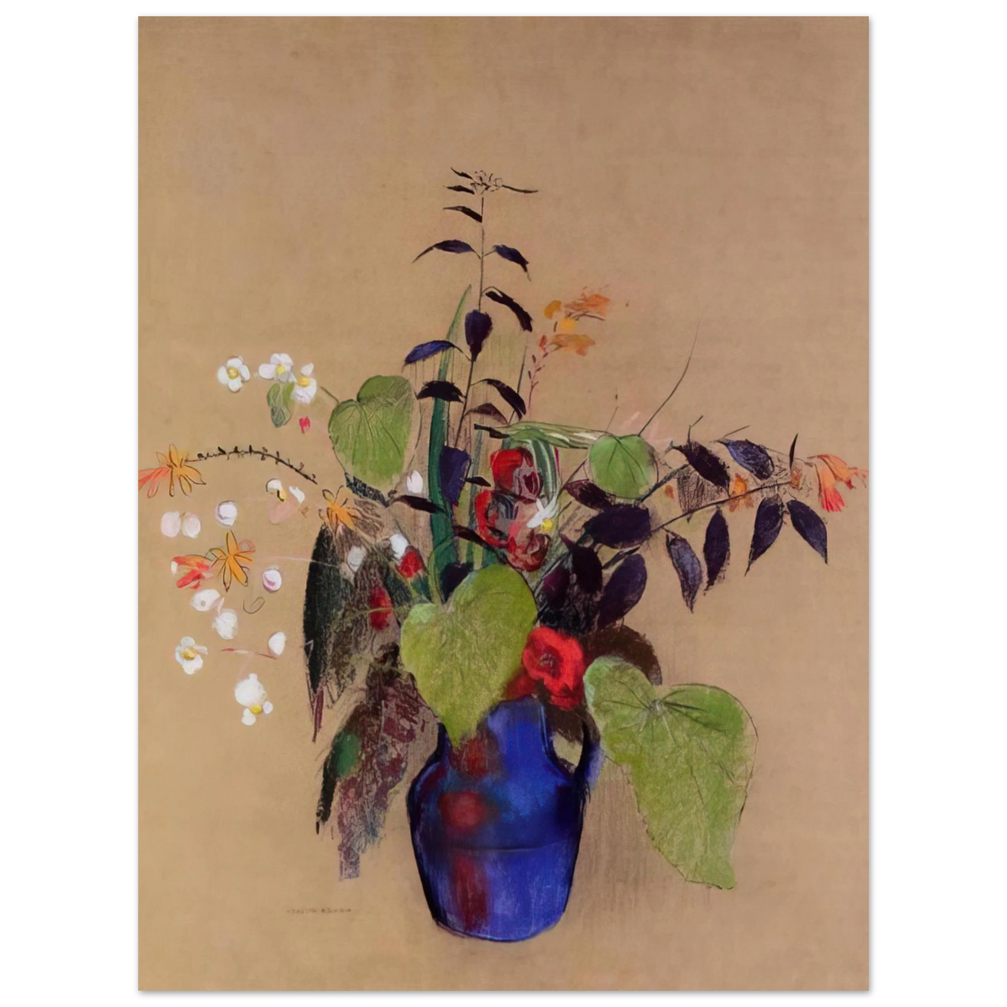 Odilon Redon - FLOWERS IN A BLUE JUG 75x100 cm / 30x40inches Fine Art Poster