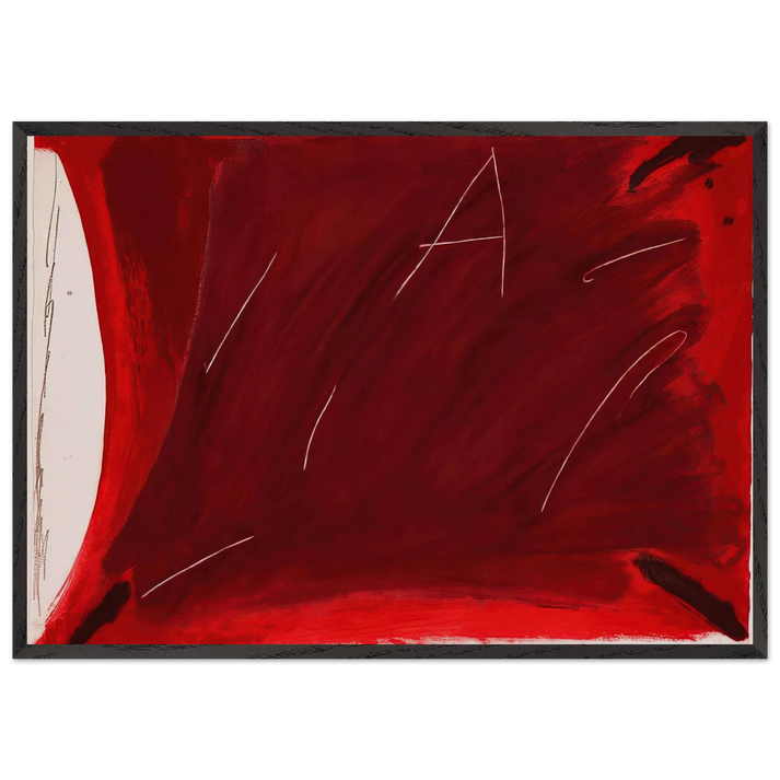 NEGRE I ROIG V A DAMUNT VERMELL 1976 - Antoni Tapies 70x100 cm / 28x40 inches Framed Art Print – Black Wooden Frame
