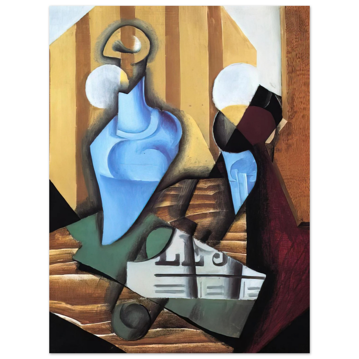 Juan Gris - STILL LIFE WITH BOTTLE AND GLASS 1914 75x100 cm / 30x40inches Fine Art Poster