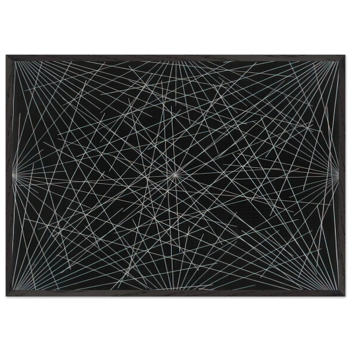 Lines From Corners Sides the Centre to Points on a Grid - Sol LeWitt 70x100 cm / 28x40 inches Framed Art Print – Black Wooden Frame