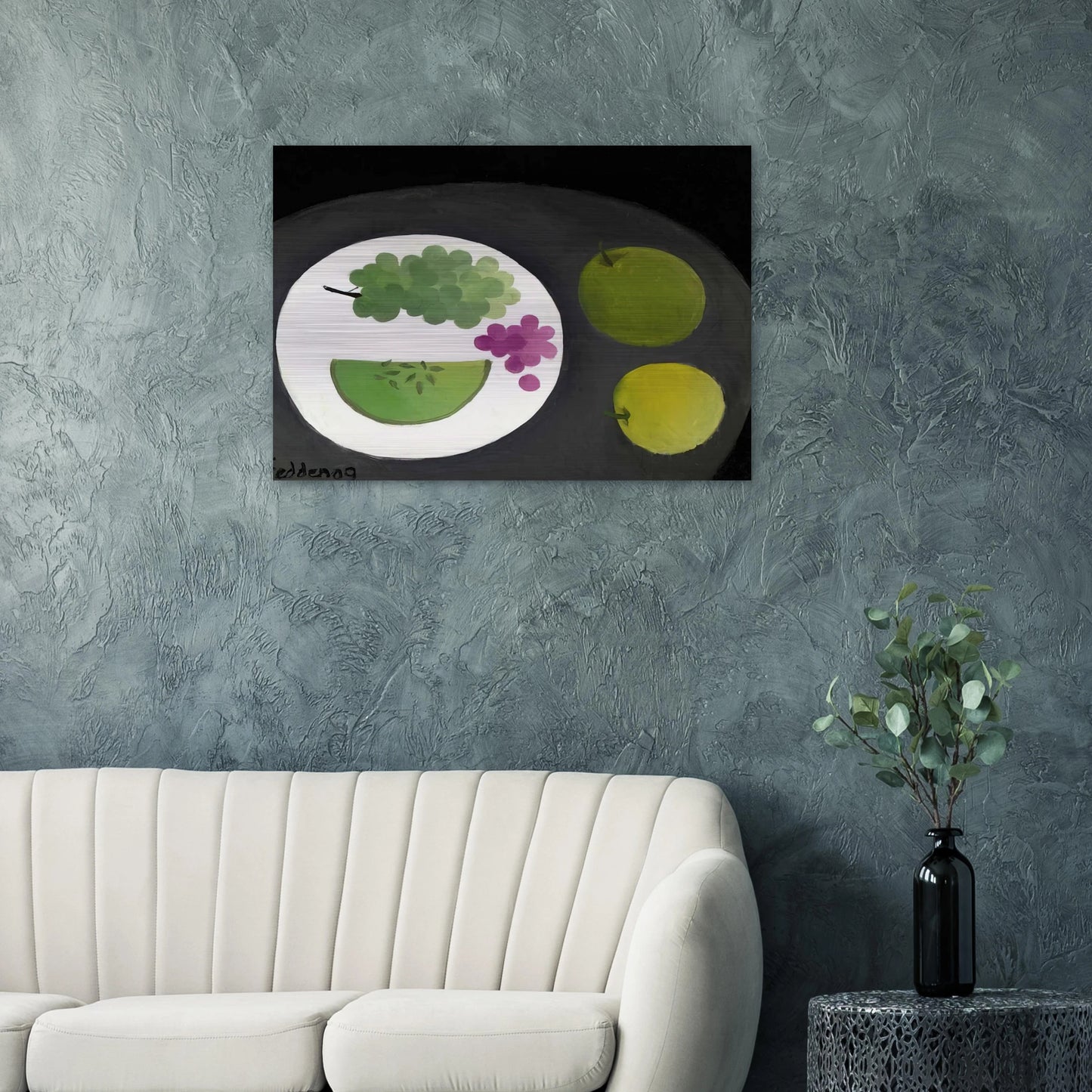Melon and Grapes - 2009 - Mary Fedden Brushed Aluminum Print - 70x100 cm / 28x40 inches | Mary Fedden Aluminum Print | Mary Fedden Prints