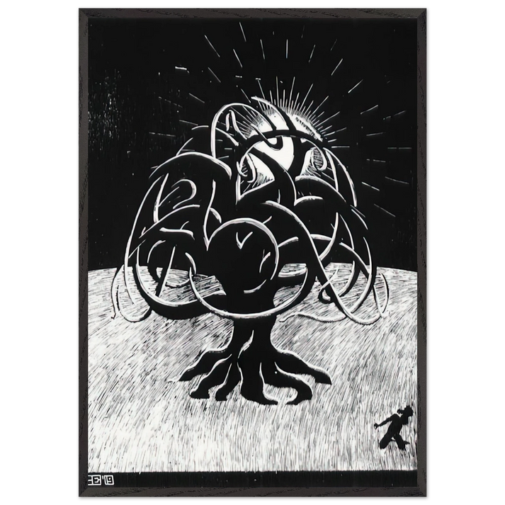 TWON TREE - MC Escher 70x100 cm / 28x40 inches Framed Art Print – Black Wooden Frame | Maurits Cornelis Escher Prints