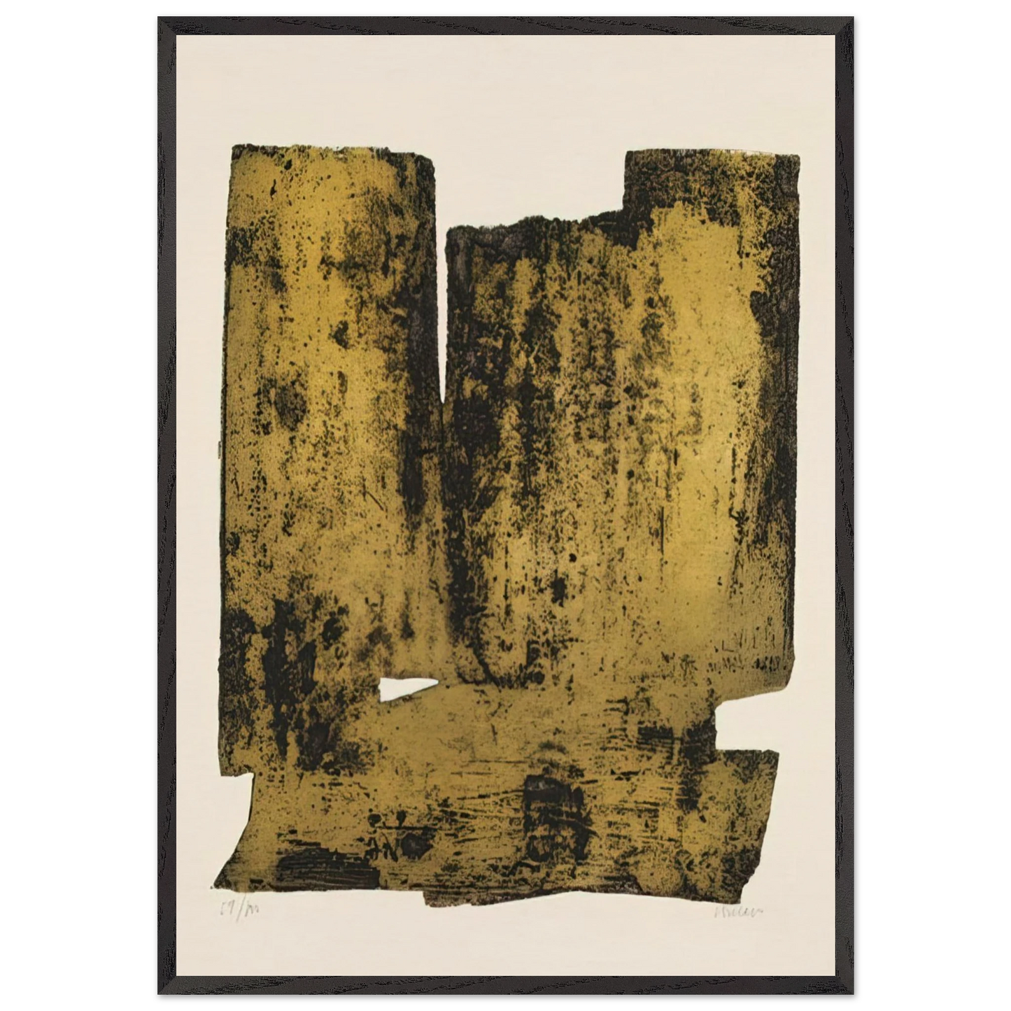 Eau forte XII - 1957 - Pierre Soulages 70x100 cm / 28x40 inches Framed Art Print – Black Wooden Frame