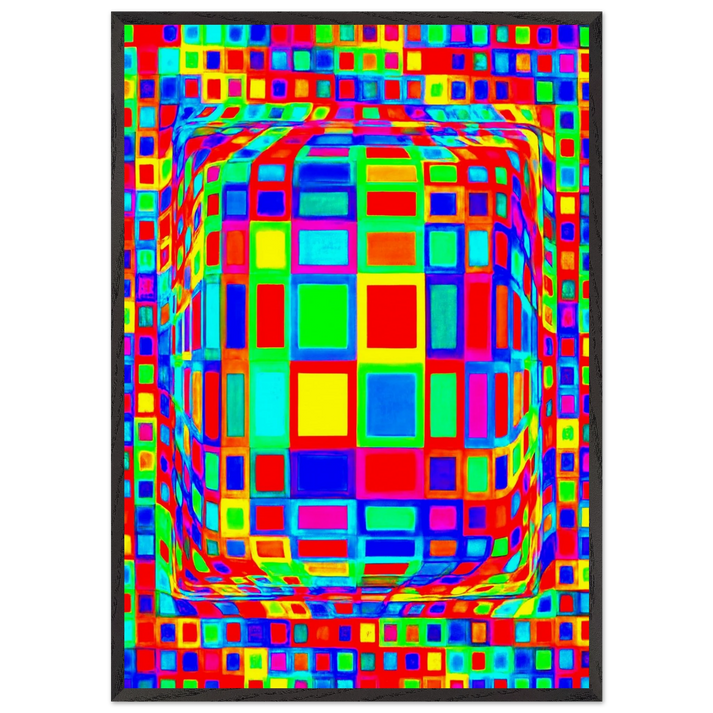 OND-DVA - Op Art - Victor Vasarely 70x100 cm / 28x40 inches Framed Art Print – Black Wooden Frame