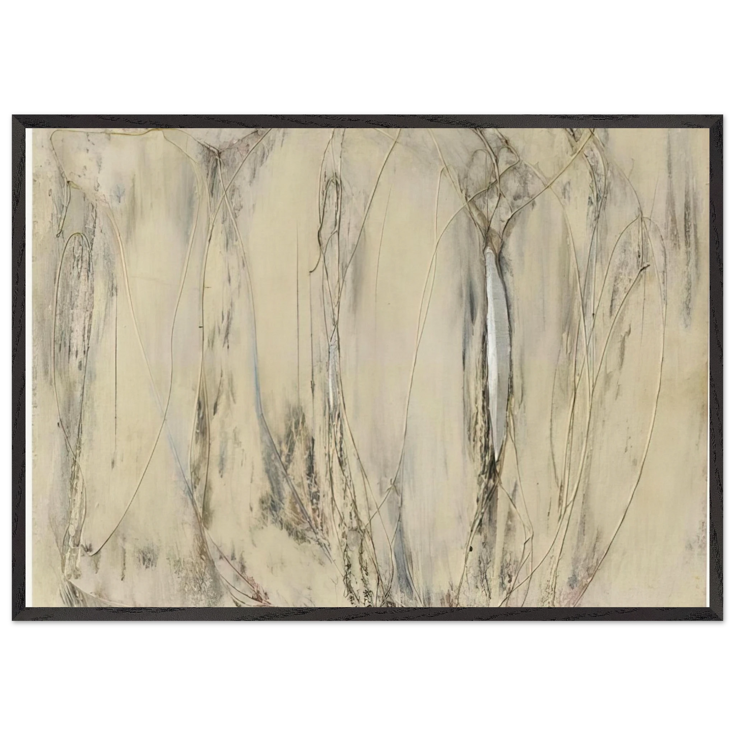 Composition - 1958 N3 - Enrico Castellani 70x100 cm / 28x40 inches Framed Art Print – Black Wooden Frame