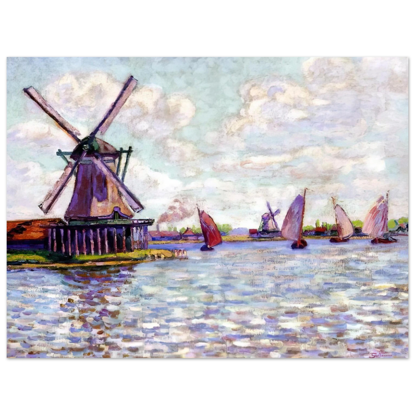 Armand Guillaumin - Moulins en Hollandee - 1904 75x100 cm / 30x40inches Fine Art Poster