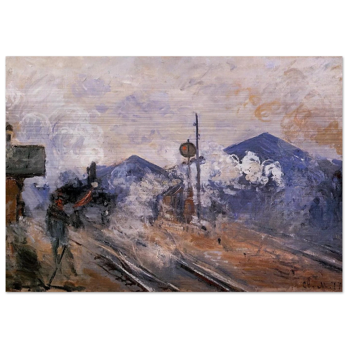 Saint-Lazare Station, Track Coming out - claude monet Brushed Aluminum Print - 70x100 cm / 28x40 inches | claude monet Aluminum Print | claude monet Prints