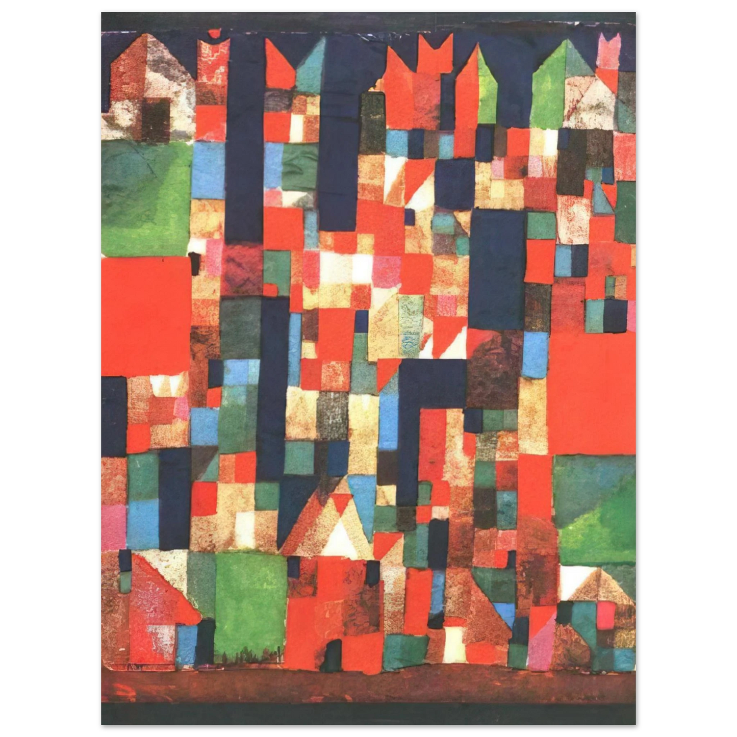 Paul Klee - CITY PICTURE WITH RED AND GREEN ACCENTS 1921 75x100 cm / 30x40inches Fine Art Poster