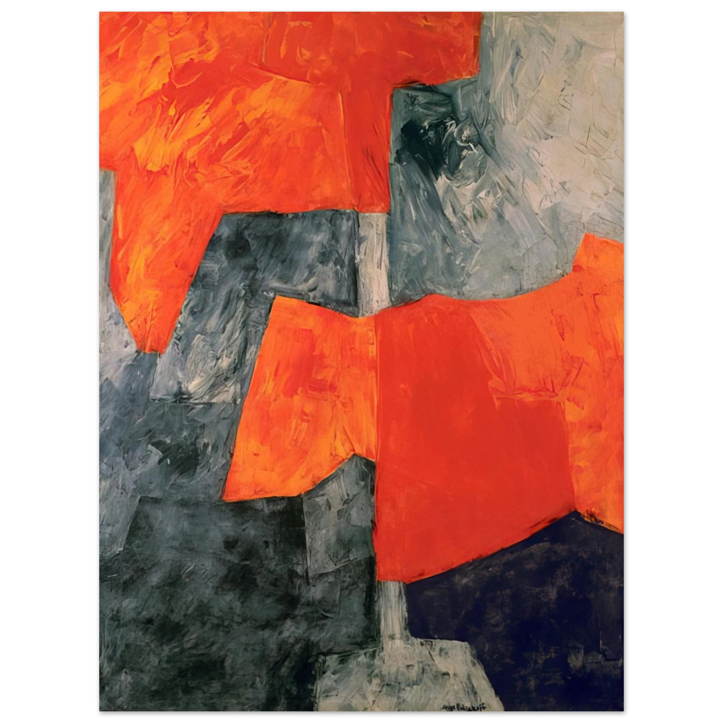 Serge Poliakoff - Composition grise et rouge - 1964 75x100 cm / 30x40inches Fine Art Poster