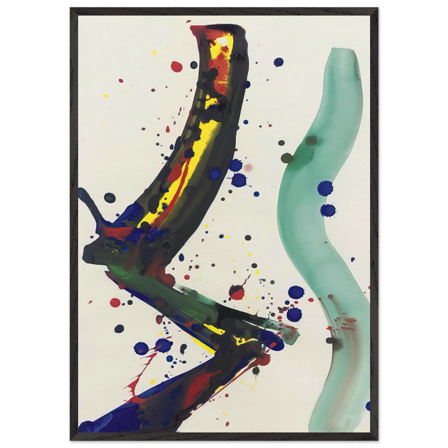 Drawing for Sculpture SF65-010 - Sam Francis 70x100 cm / 28x40 inches Framed Art Print – Black Wooden Frame