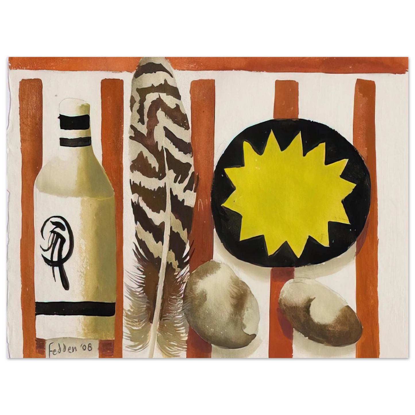 Mary Fedden - Feather and two stones - 2008 75x100 cm / 30x40inches Fine Art Poster