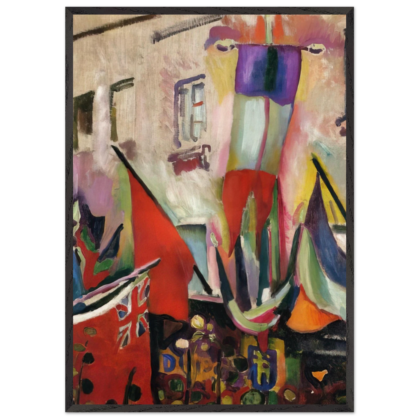 FLAGS 1906 - Raoul Dufy 70x100 cm / 28x40 inches Framed Art Print – Black Wooden Frame