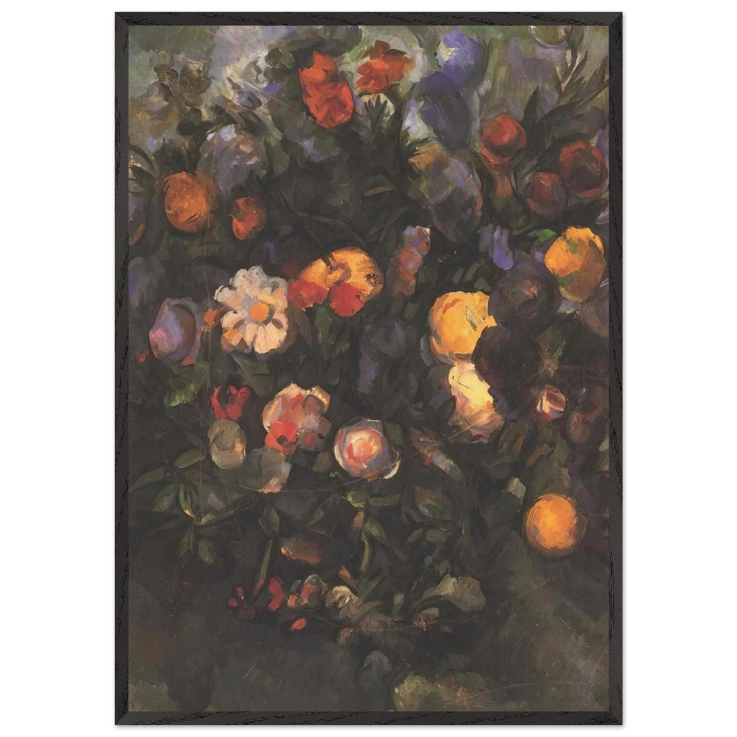 VASE OF FLOWERS N4 - Paul Cezanne 70x100 cm / 28x40 inches Framed Art Print – Black Wooden Frame