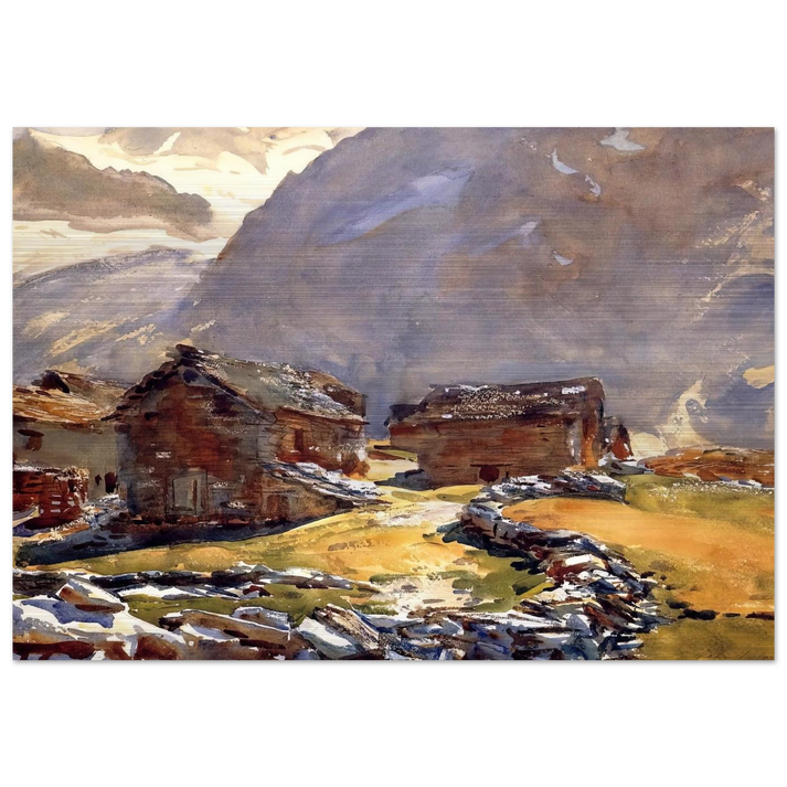 Simplon Pass Chalets - John Singer Sargent Brushed Aluminum Print - 70x100 cm / 28x40 inches | John Singer Sargent Aluminum Print | John Singer Sargent Prints