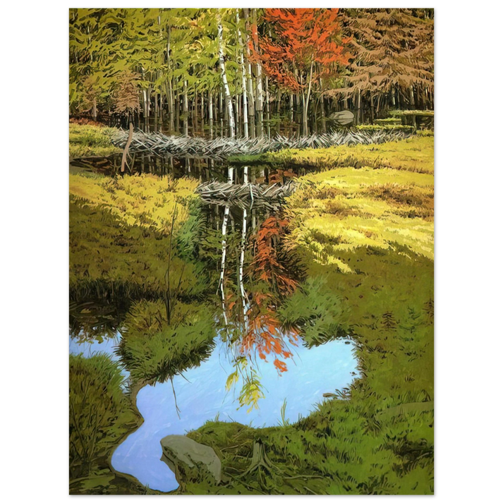 Neil Welliver - New Dams in Meadow - 1984 75x100 cm / 30x40inches Fine Art Poster