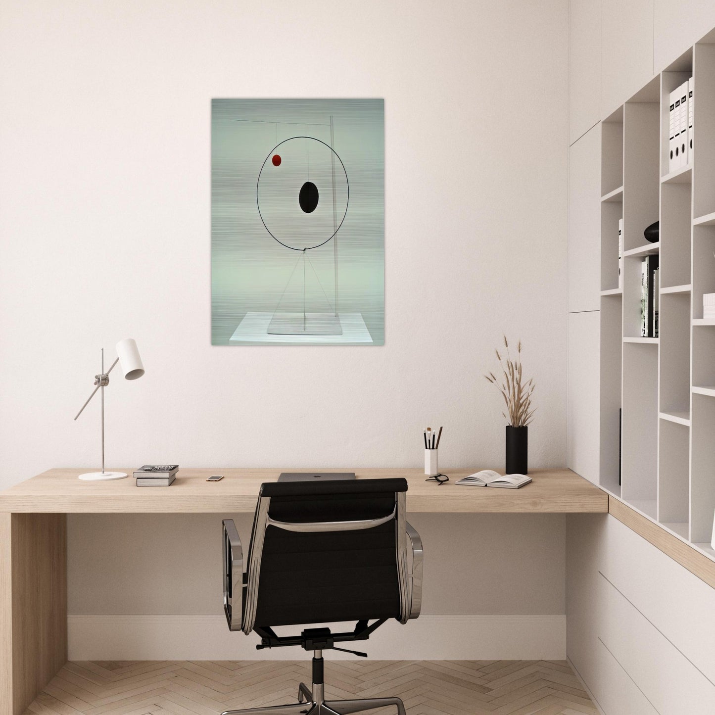 OBJECT WITH RED BALL 1931 - Alexander Calder Brushed Aluminum Print - 70x100 cm / 28x40 inches | Alexander Calder Aluminum Print | Alexander Calder Prints