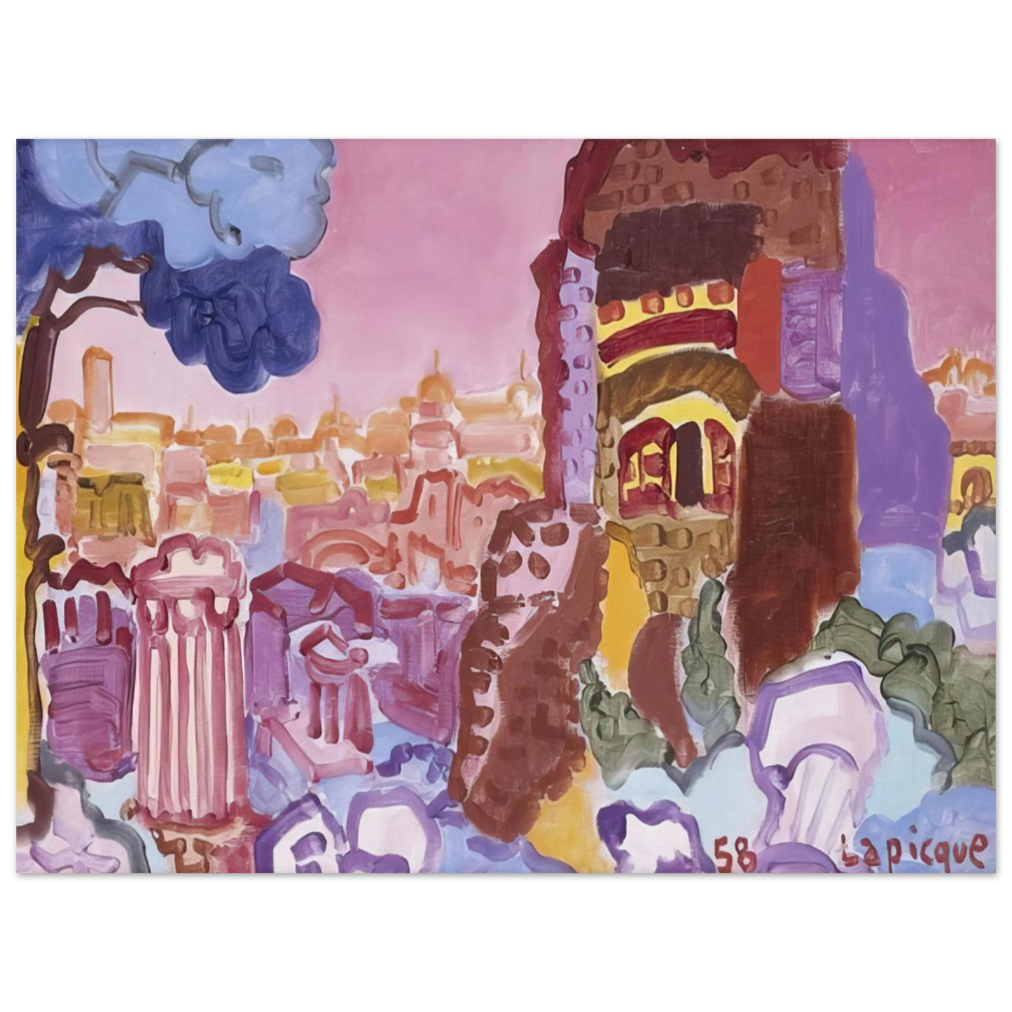 Charles Lapicque - Le Mont Palatin - 1958 75x100 cm / 30x40inches Fine Art Poster