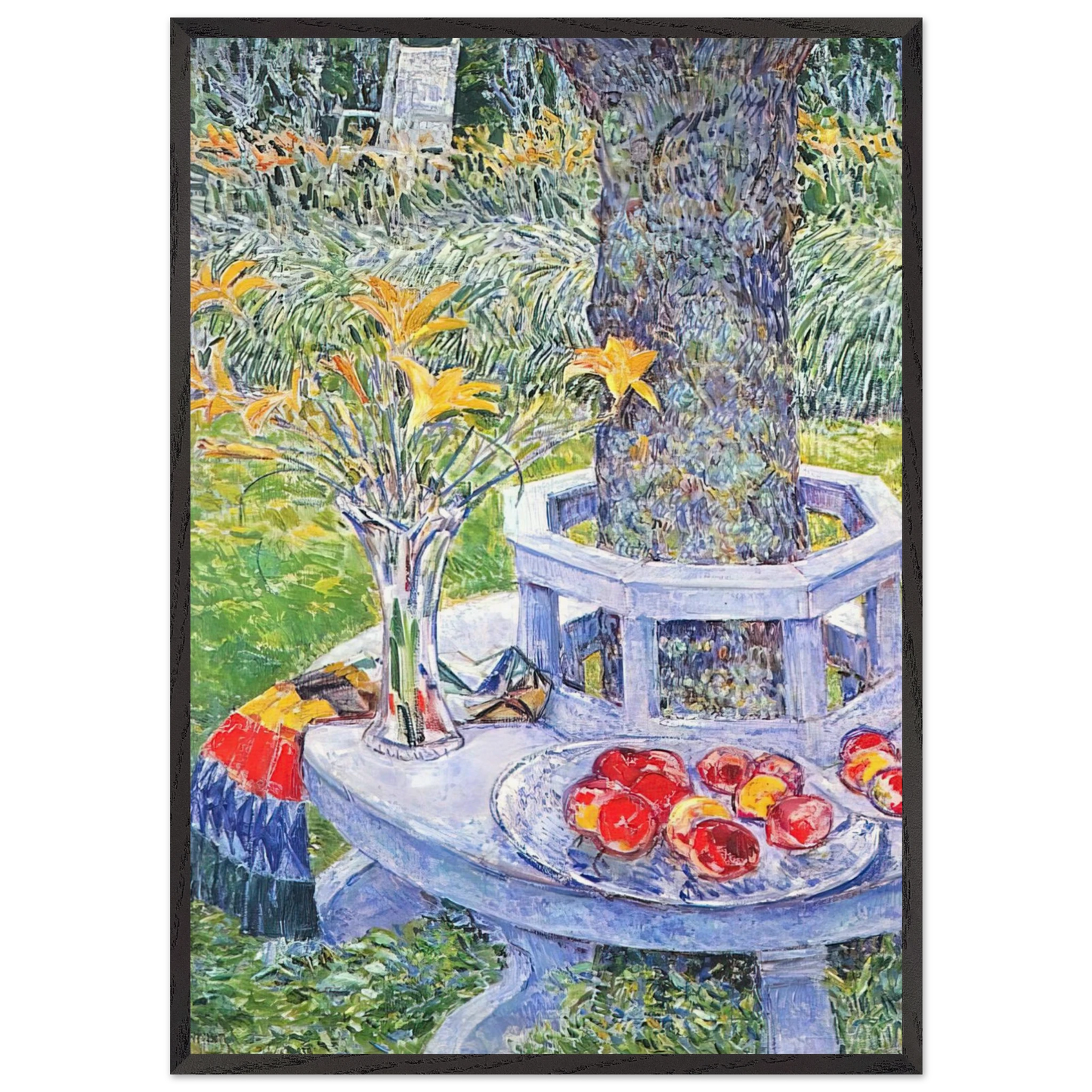 Mrs Hassams Garden at East Hampton - Childe Hassam 70x100 cm / 28x40 inches Framed Art Print – Black Wooden Frame