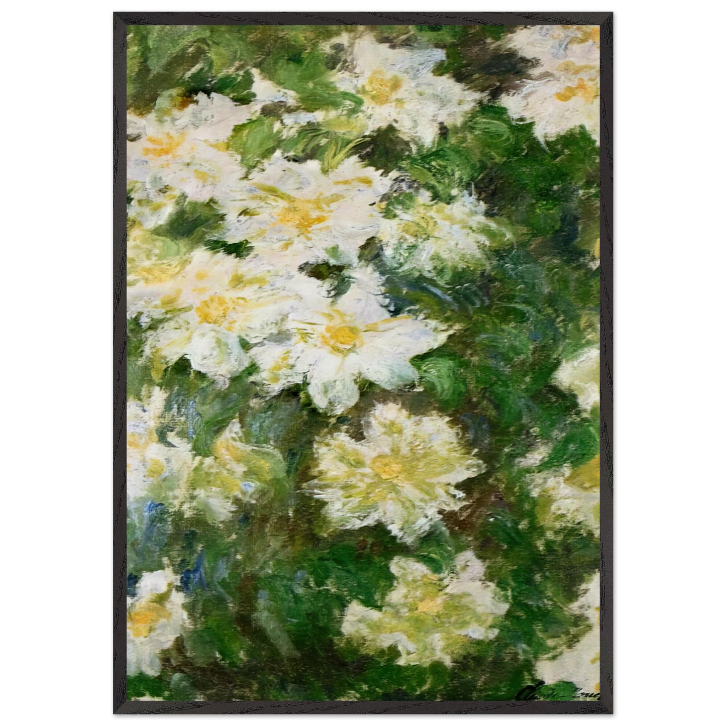 White Clematis - claude monet 70x100 cm / 28x40 inches Framed Art Print – Black Wooden Frame