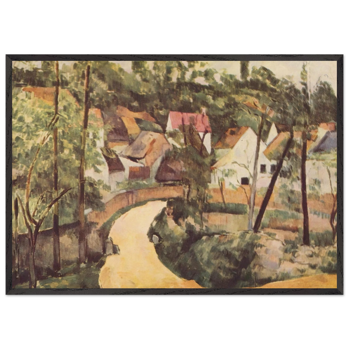 A Turn in the Road - Paul Cezanne 70x100 cm / 28x40 inches Framed Art Print – Black Wooden Frame