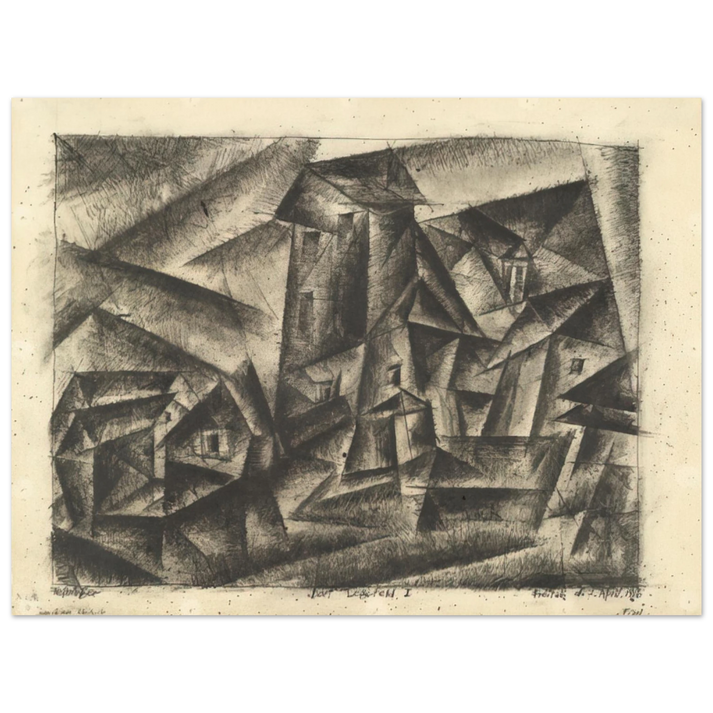 Lyonel Feininger - THE VILLAGE OF LEGEFELD I DORF LEGEFELD I 1916 75x100 cm / 30x40inches Fine Art Poster