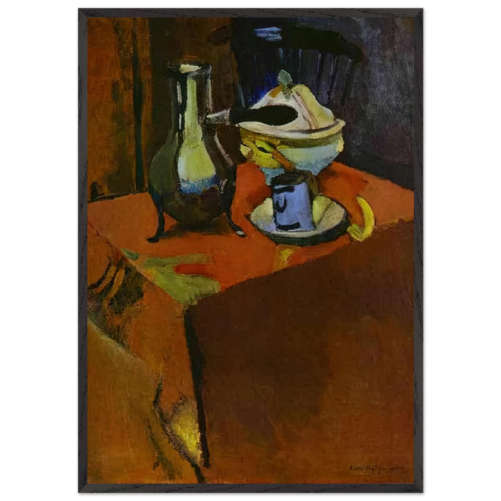 DISHES ON A TABLE 1900 - Henri Matisse 70x100 cm / 28x40 inches Framed Art Print – Black Wooden Frame