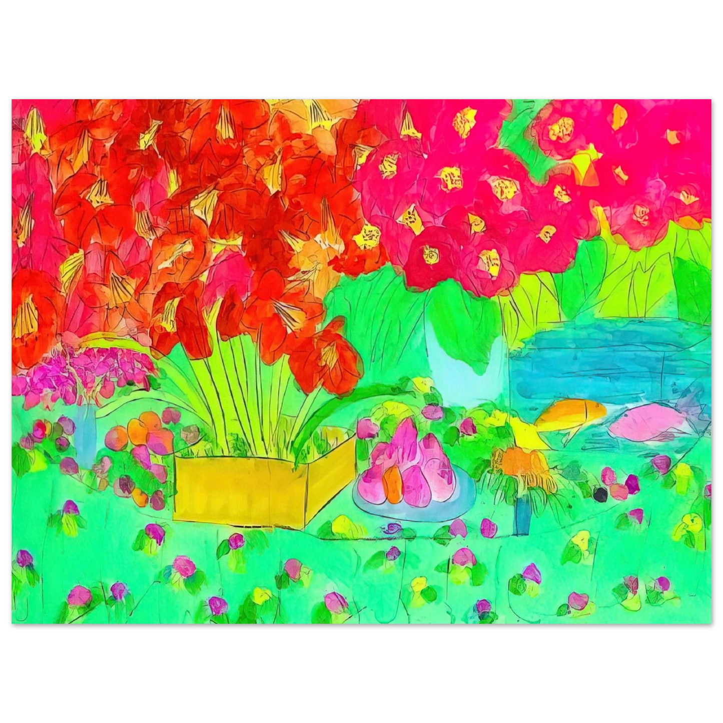 Walasse Ting - Rose Garden - 1990 75x100 cm / 30x40inches Fine Art Poster