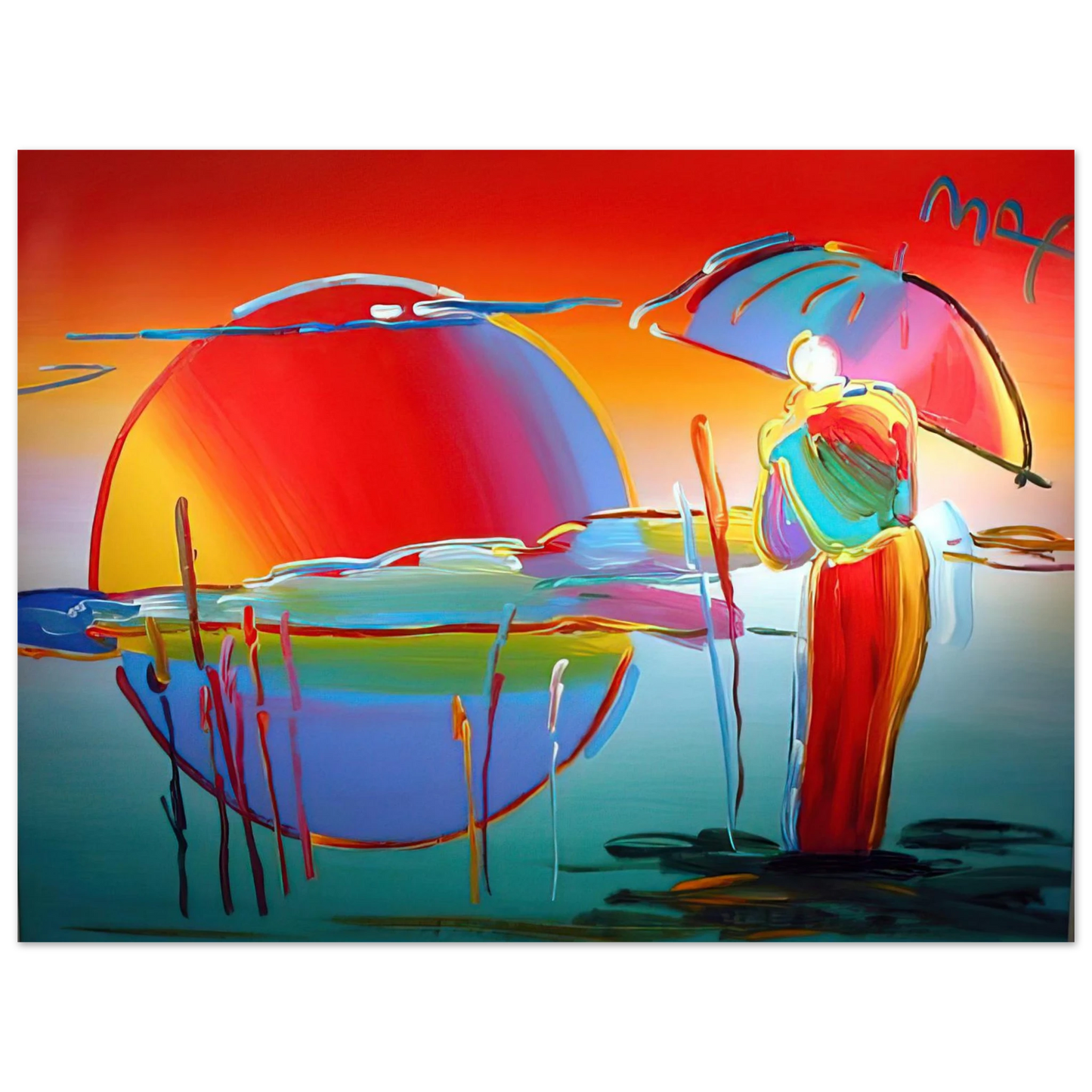 Peter Max - BUDDHA MOON MONK SUNRISE 1999 75x100 cm / 30x40inches Fine Art Poster