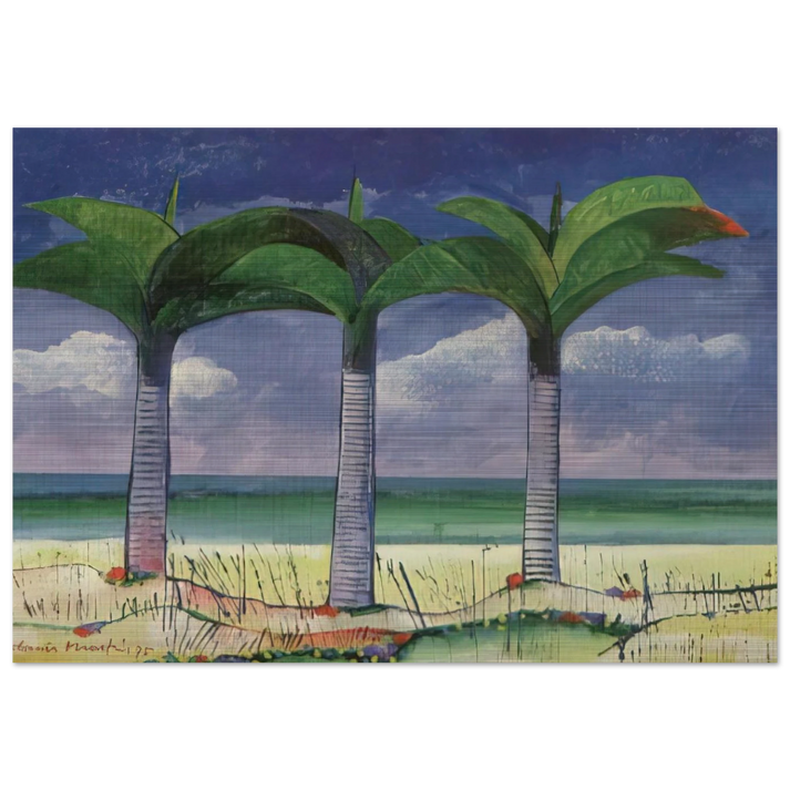 Praia com Três Coqueiros - 1995 - Aldemir Martins Brushed Aluminum Print - 70x100 cm / 28x40 inches | Aldemir Martins Aluminum Print | Aldemir Martins Prints