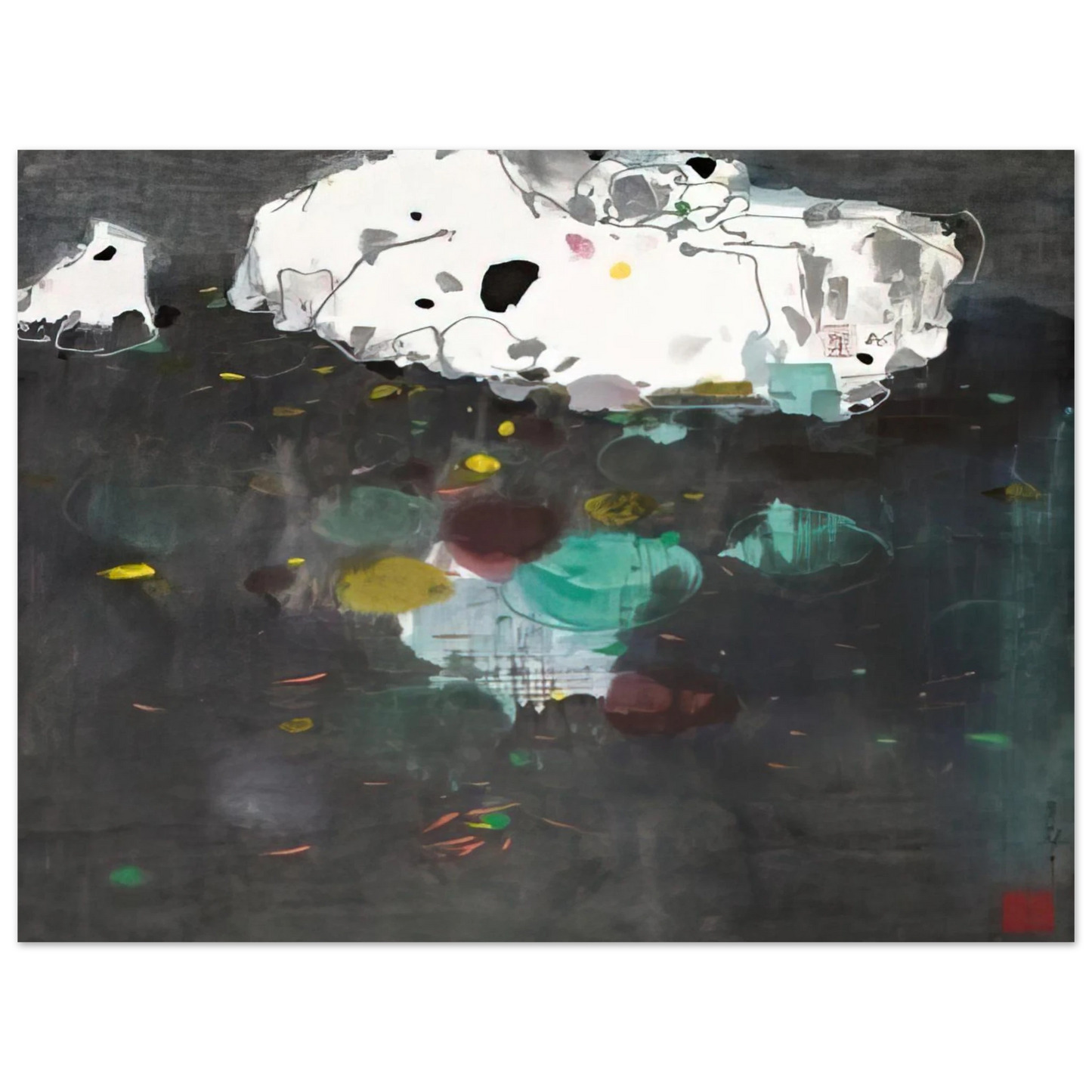 Wu Guanzhong - Fishes - 1986 75x100 cm / 30x40inches Fine Art Poster