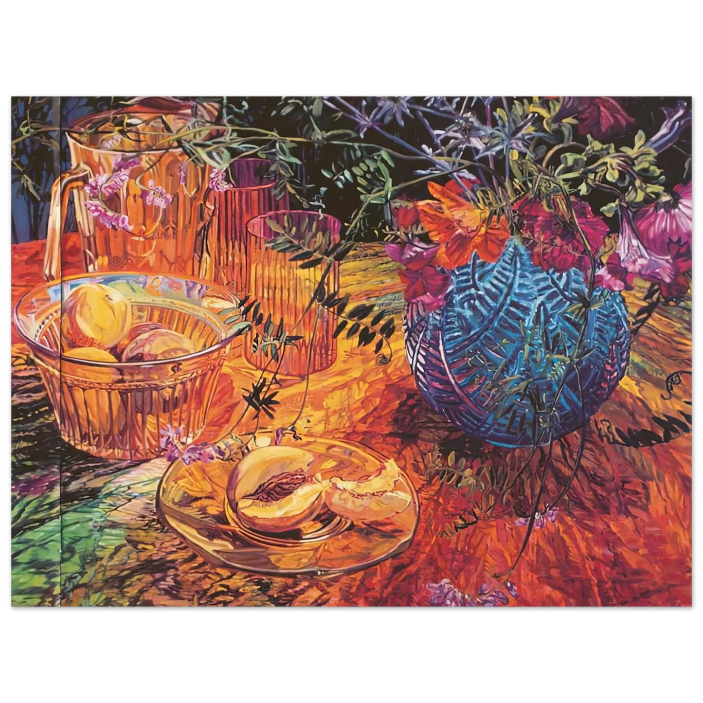 Janet Fish - CUT PEACH BLUE VASE 1993 75x100 cm / 30x40inches Fine Art Poster