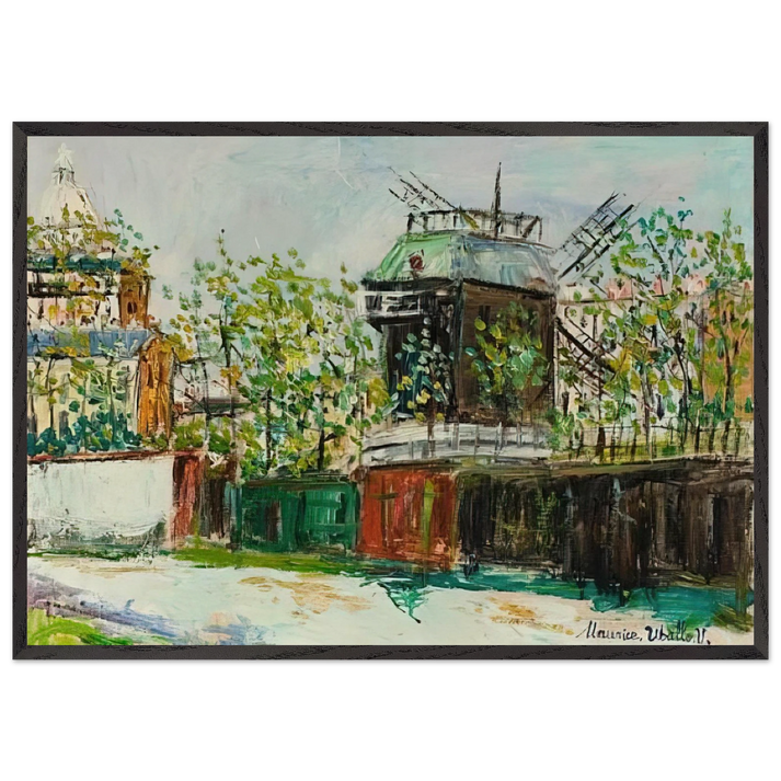 MOULIN DE LA GALETTE 4 - Maurice Utrillo 70x100 cm / 28x40 inches Framed Art Print – Black Wooden Frame