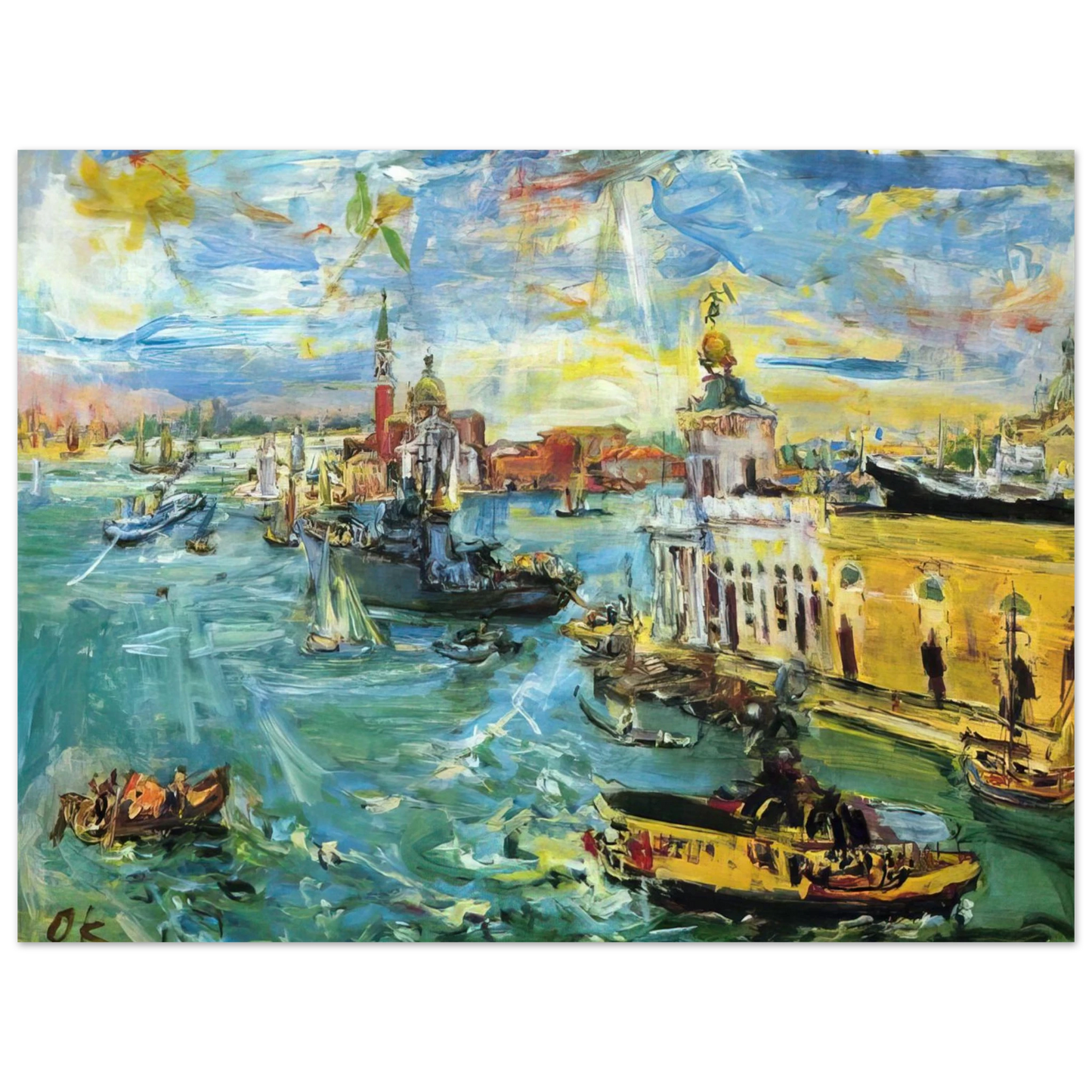 OSKAR KOKOSCHKA - VENICE DOGANA 1948 75x100 cm / 30x40inches Fine Art Poster