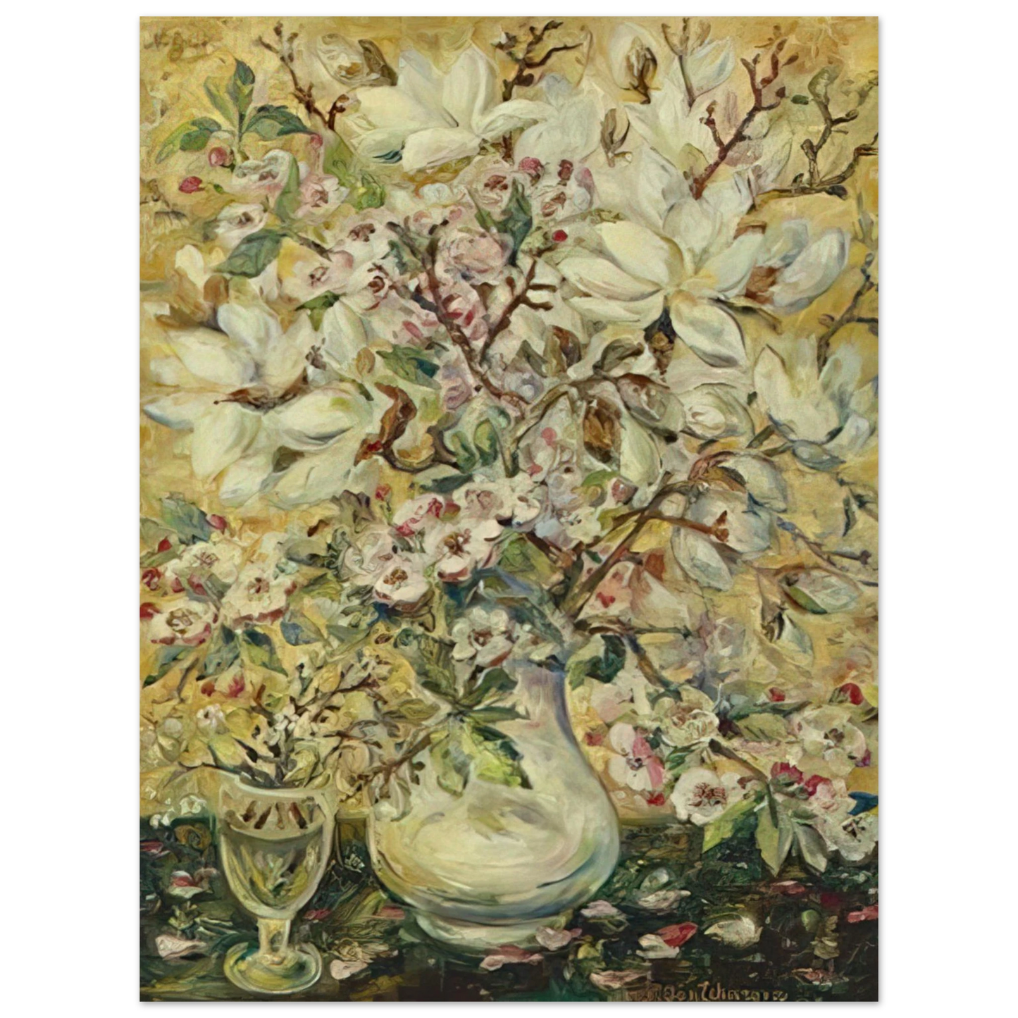Natalia Goncharova - Flower vase - Post-Impressionism 75x100 cm / 30x40inches Fine Art Poster